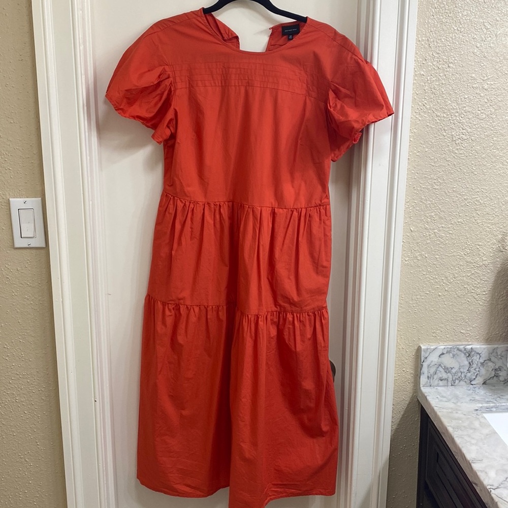 Orange Flutter sleeve midi dress
